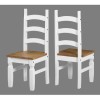 Dining Table with 4 Chairs in White &amp; Solid Pine - Corona