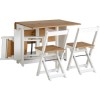 White and Pine Drop Leaf Table Set with 4 Chairs - Seats 4 - Santos