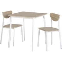 Riley Small Dining Set in White and Light Oak Effect - Table & 2 Chairs