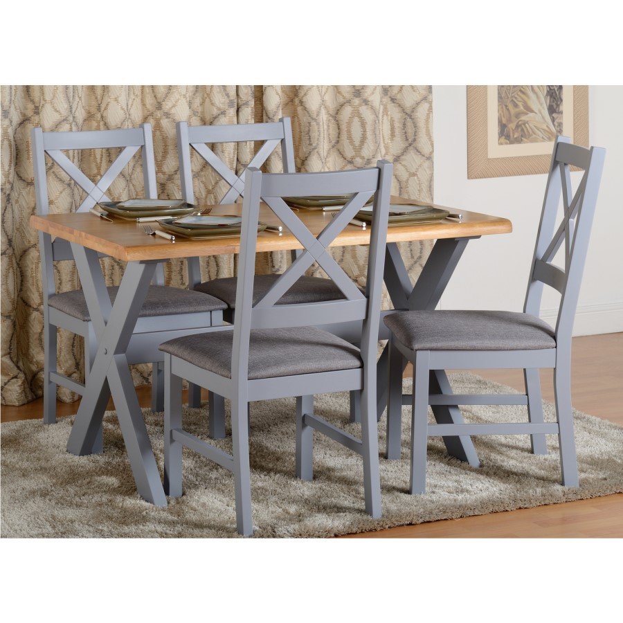 Seconique Portland Dining with 4 Chairs in Natural and Grey