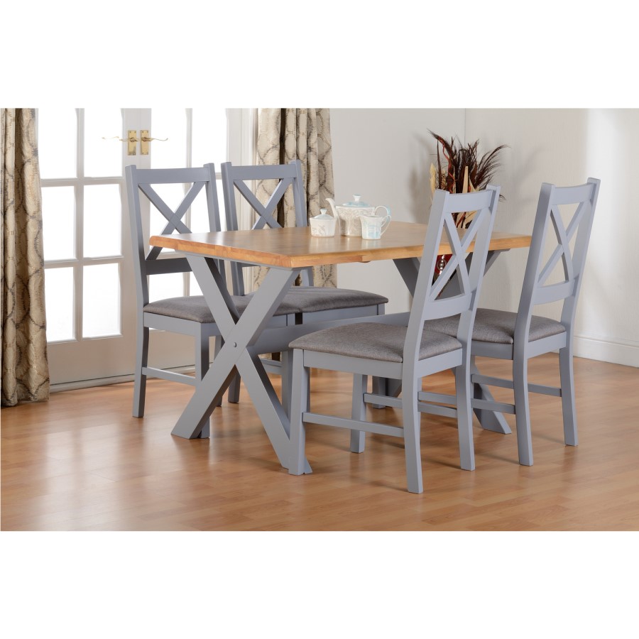 Seconique Portland Dining with 4 Chairs in Natural and Grey