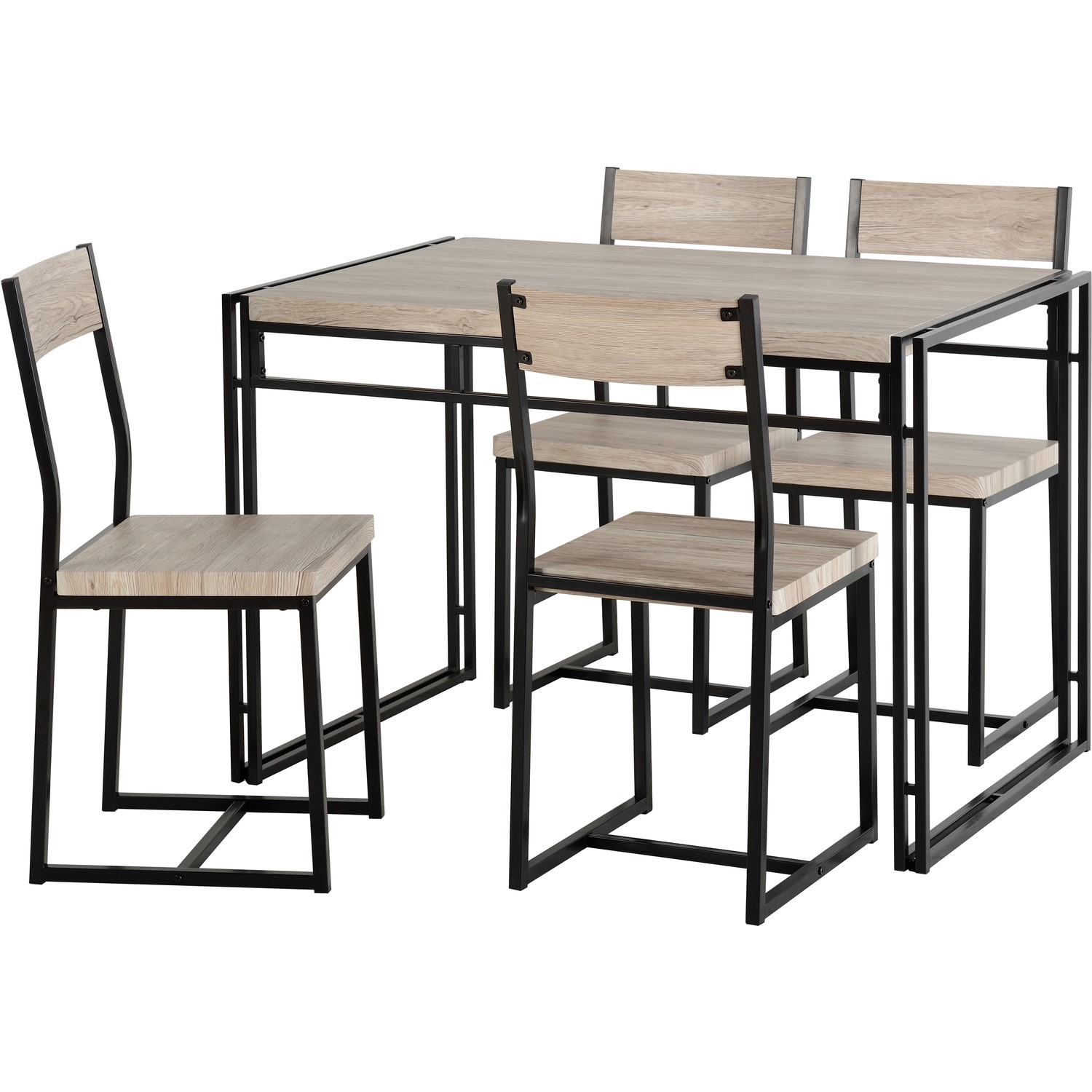 Industrial Dining Set Oak Effect And Metal Dining Table 4