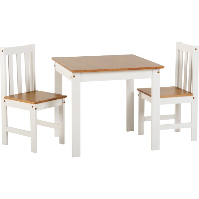 Seconique Ludlow Dining Set in Oak & White & 2 Matching Dining Chairs