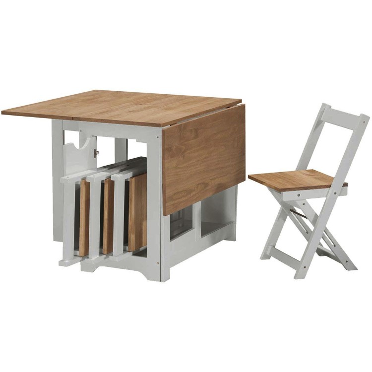 Grey and Pine Space Saving Dining Table Set and Chairs - Seats 4 - Santos