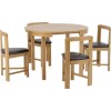 Oak and Brown Faux Leather Space Saving Dining Set - Seconique