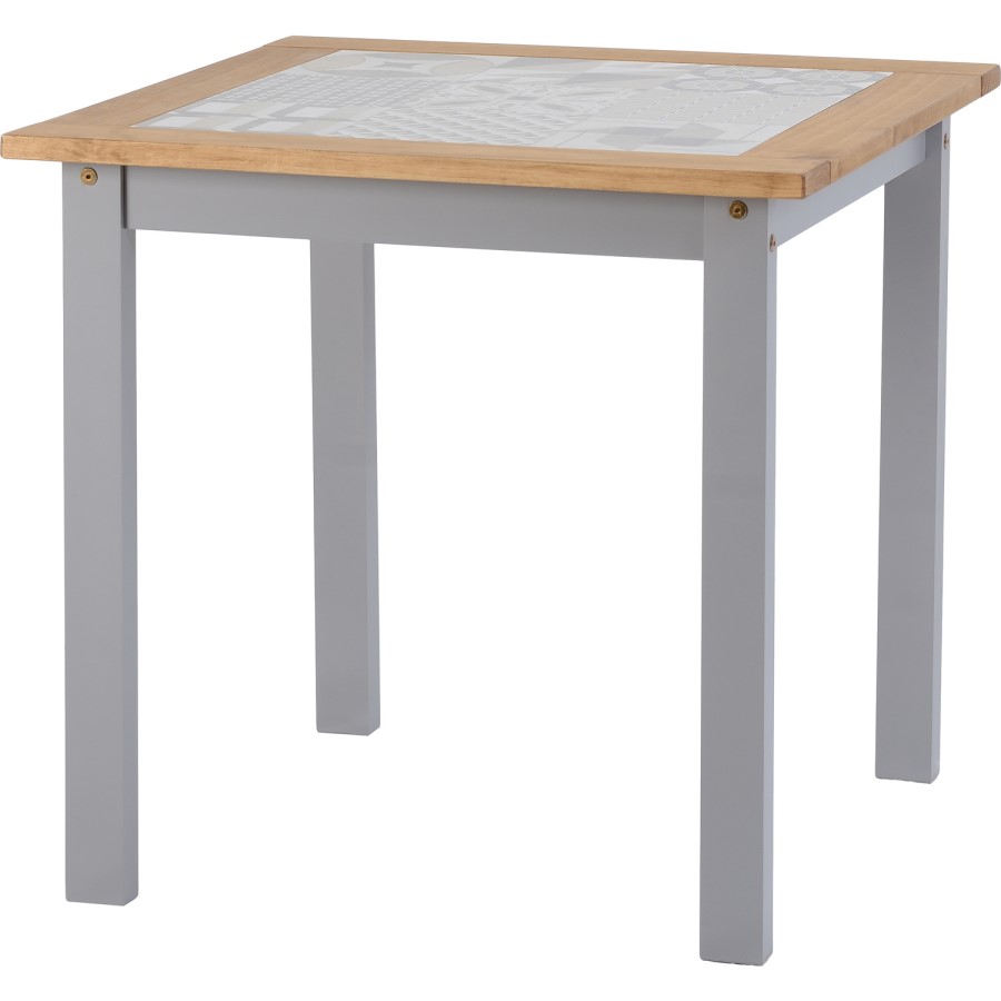 Seconique Salvador Tile Top Dining Table and 2 Chairs in Grey and Pine