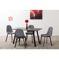 Berlin Black Wood Dining Set with 4 Dark Grey Chairs