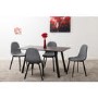 Berlin Black Wood Dining Set with 4 Dark Grey Chairs