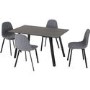 Berlin Black Wood Dining Set with 4 Dark Grey Chairs