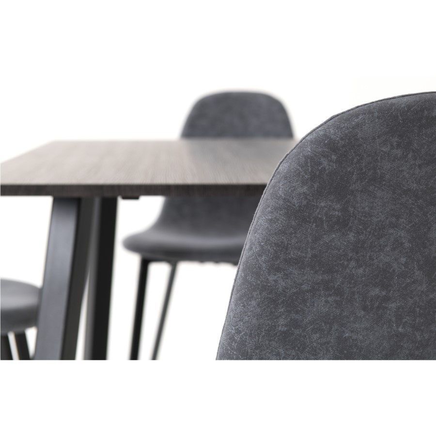 Berlin Black Wood Dining Set with 4 Dark Grey Chairs