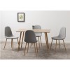 Rectangle Oak Effect Dining Set with 4 Grey Upholstered Chairs - Barley
