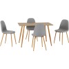 Rectangle Oak Effect Dining Set with 4 Grey Upholstered Chairs - Barley