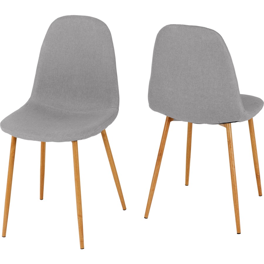 Rectangle Oak Effect Dining Set with 4 Grey Upholstered Chairs - Barley