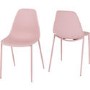 Lindon White and Oak Dining Set 4 Pink Chairs