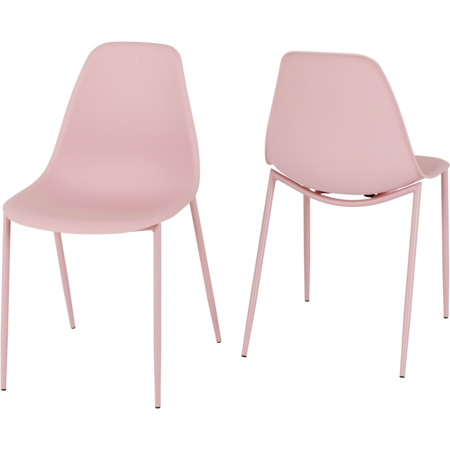 Lindon White and Oak Dining Set 4 Pink Chairs