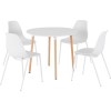 Lindon White and Oak Dining Set 4 White Chairs