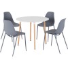 Lindon White and Oak Dining Set 4 Grey Chairs