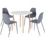 Lindon White and Oak Dining Set 4 Grey Chairs