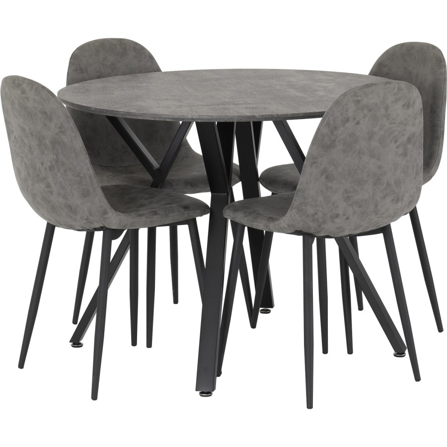 Athens Round Dining Set - Concrete Effect