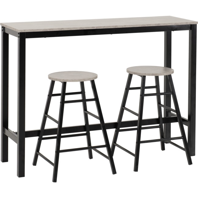 ONLY OPENED - Concrete Effect Bar Table and Stools Set - Seats 2 - Athens