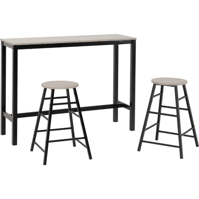 ONLY OPENED - Concrete Effect Bar Table and Stools Set - Seats 2 - Athens