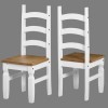 Set of 2 Dining Chairs in White &amp; Pine - Corona