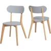 GRADE A1 - Seconique Julian Pair of Stacking Chairs in Grey/Natural