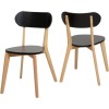 Seconique Pair of Black and Natural Stacking Chairs