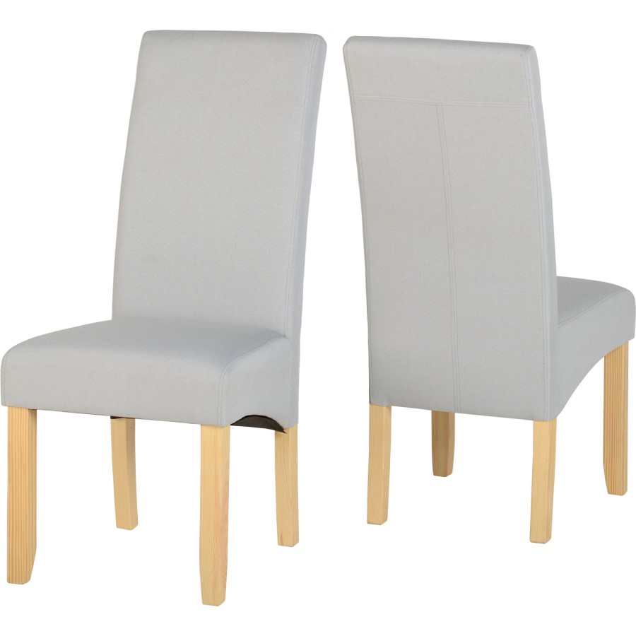 Pair of Fabric Dining Chairs in Silver Grey - Seconique Oslo