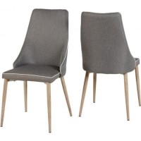 Seconique Finley Pair of Grey Fabric Dining Chairs