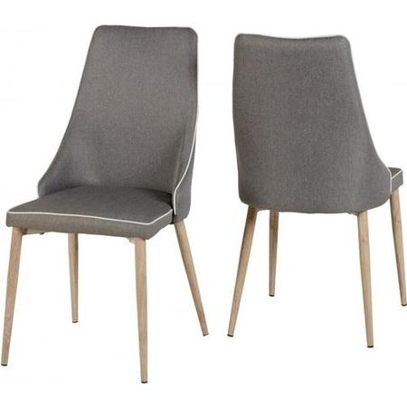 Seconique Finley Pair of Grey Fabric Dining Chairs