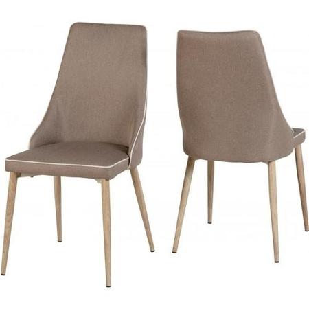 Pair of Dining Chairs in Beige Fabric - Finley