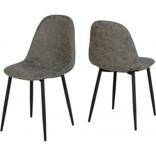 Photo of Set of 2 grey faux leather dining chairs - athens