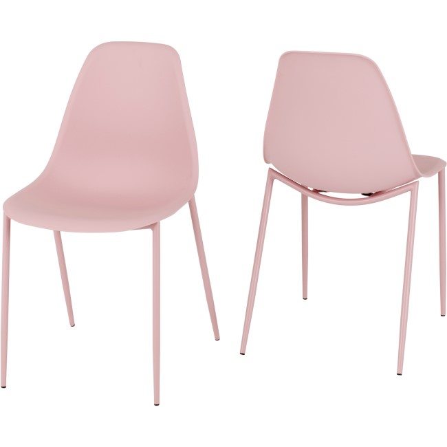 Set of 2 Pink Plastic Dining Chairs - Lindon