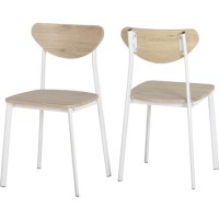 Riley White Dining Chair in Light Oak Effect Veneer