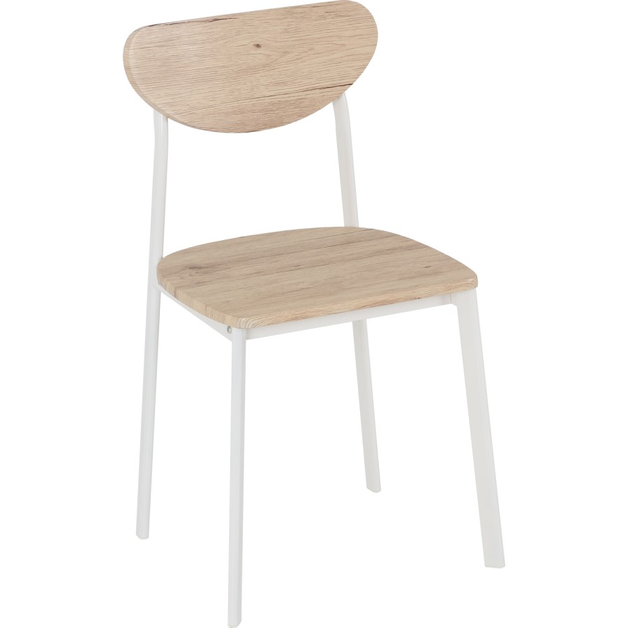 Riley White Dining Chair in Light Oak Effect Veneer