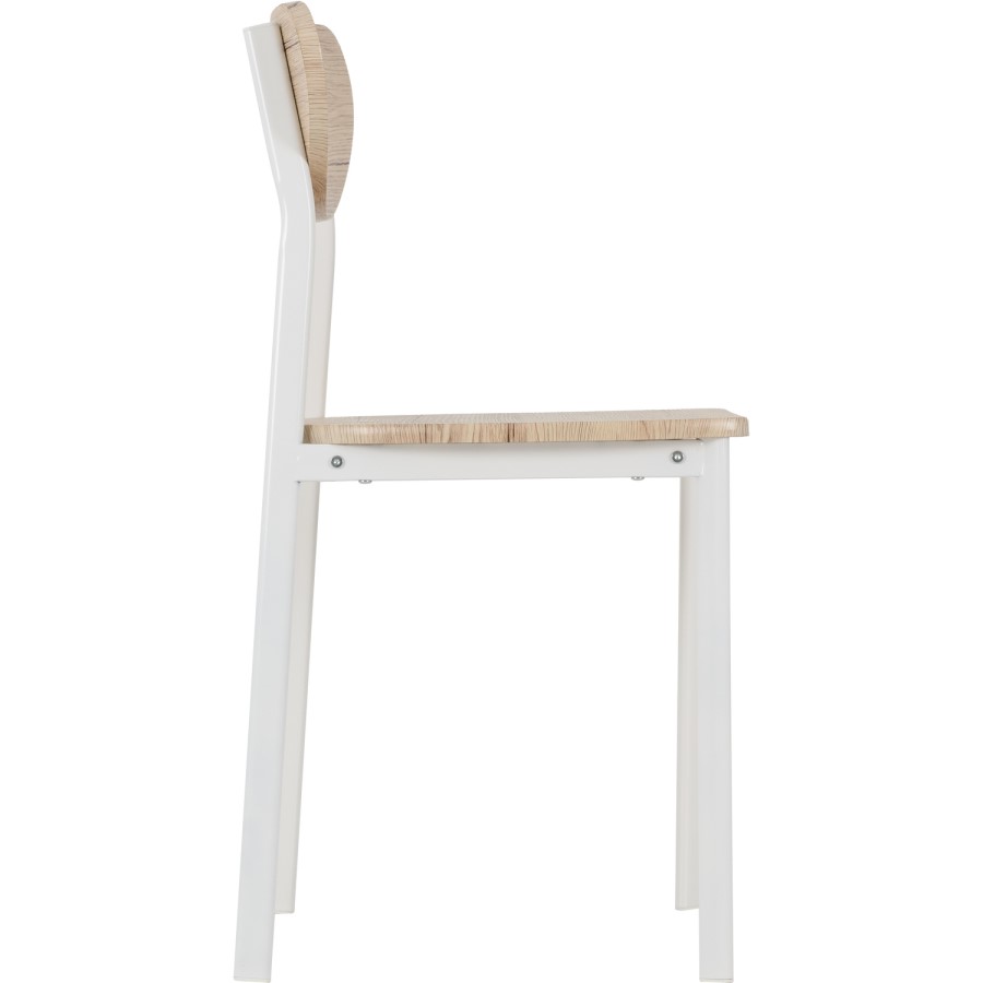 Riley White Dining Chair in Light Oak Effect Veneer