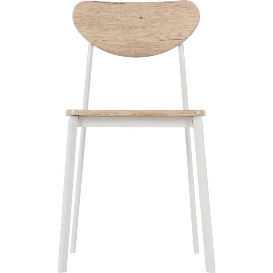 Riley White Dining Chair in Light Oak Effect Veneer
