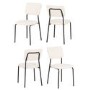 Set of 4 Ivory Boucle Fabric Dining Chairs Sheldon- Seconique 