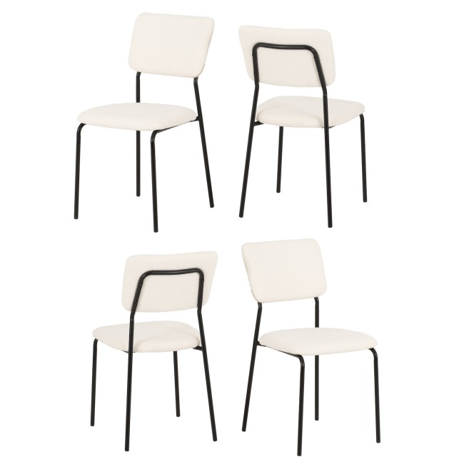 ONLY OPENED - Set of 4 Ivory Boucle Fabric Dining Chairs Sheldon- Seconique 