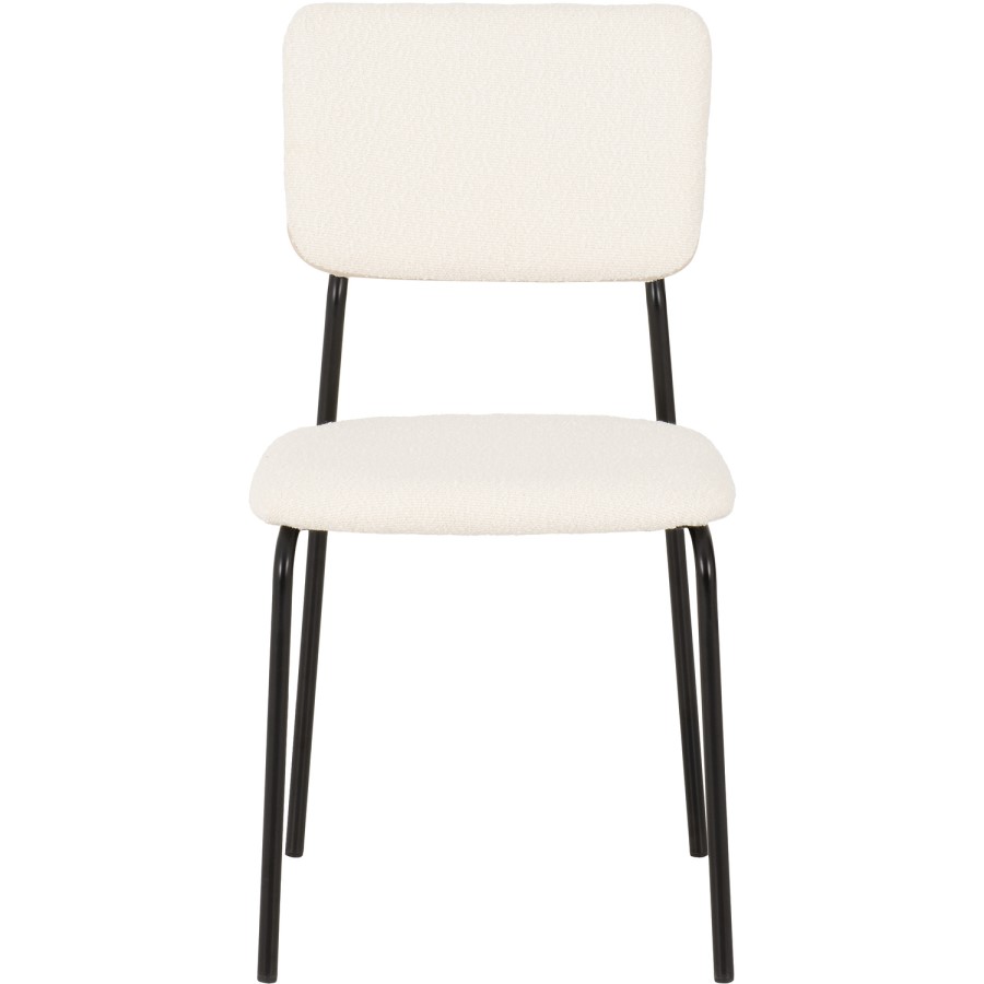 ONLY OPENED - Set of 4 Ivory Boucle Fabric Dining Chairs Sheldon- Seconique 