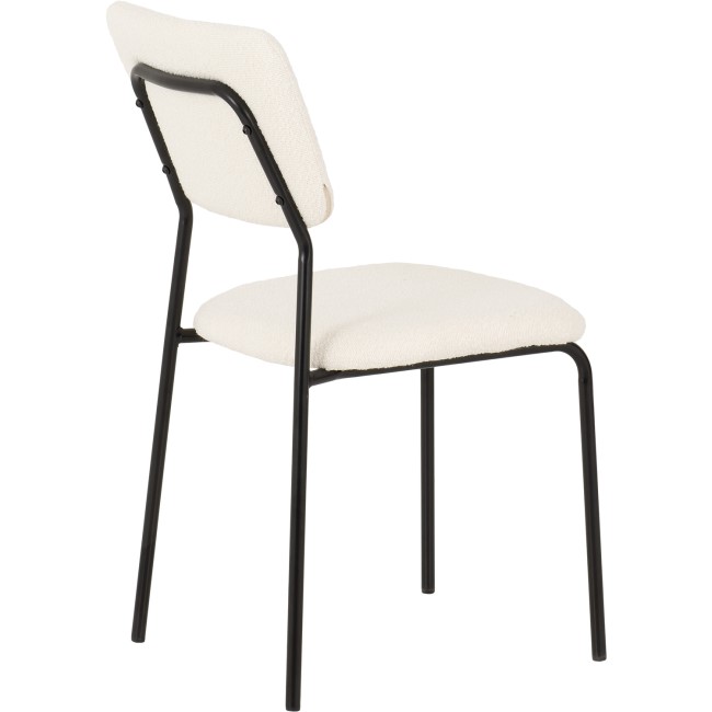 ONLY OPENED - Set of 4 Ivory Boucle Fabric Dining Chairs Sheldon- Seconique 