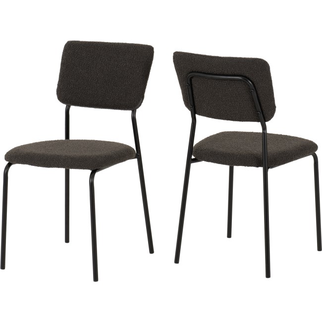 Set of 4 Grey Boucle Fabric Dining Chairs Sheldon- Seconique 