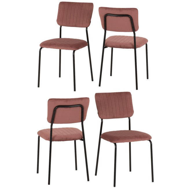 Set of 4 Pink Velvet Dining Chairs Sheldon- Seconique 