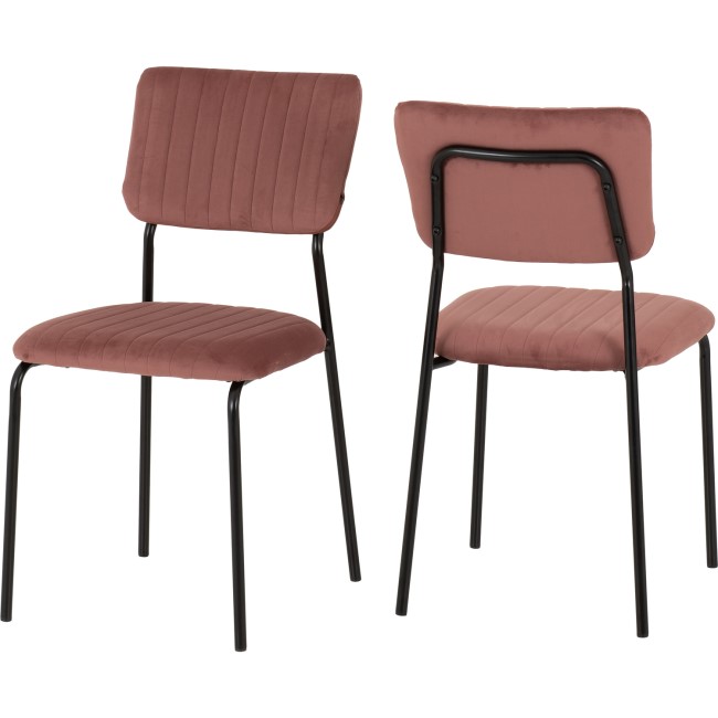 Set of 4 Pink Velvet Dining Chairs Sheldon- Seconique 