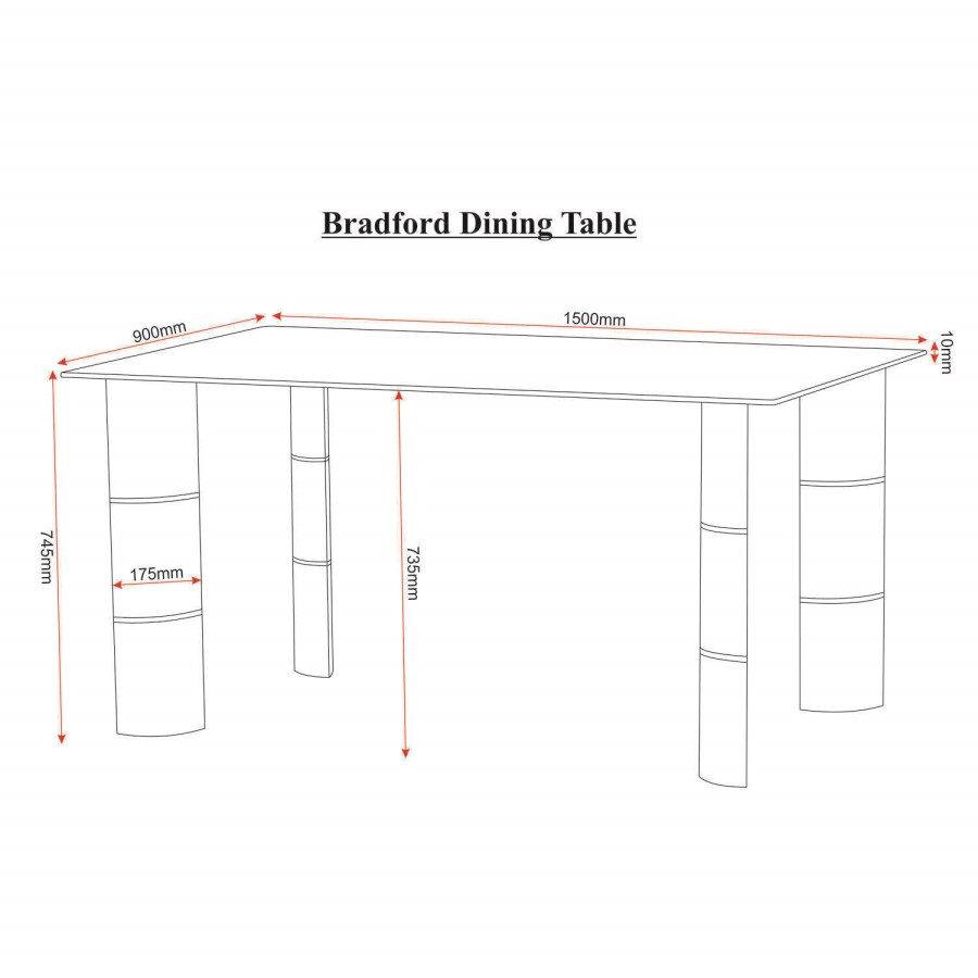 Seconique Bradford Black Faux Leather and Black Glass Dining Table
