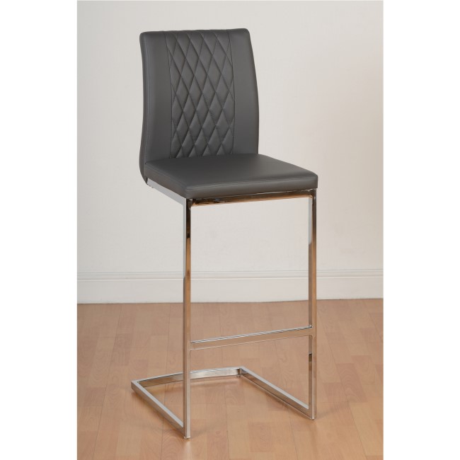Sienna Bar Chair in Grey Faux Leather/Chrome