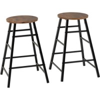 Athens Pair of Bar Stools in Acacia Wood Effect - Seconique