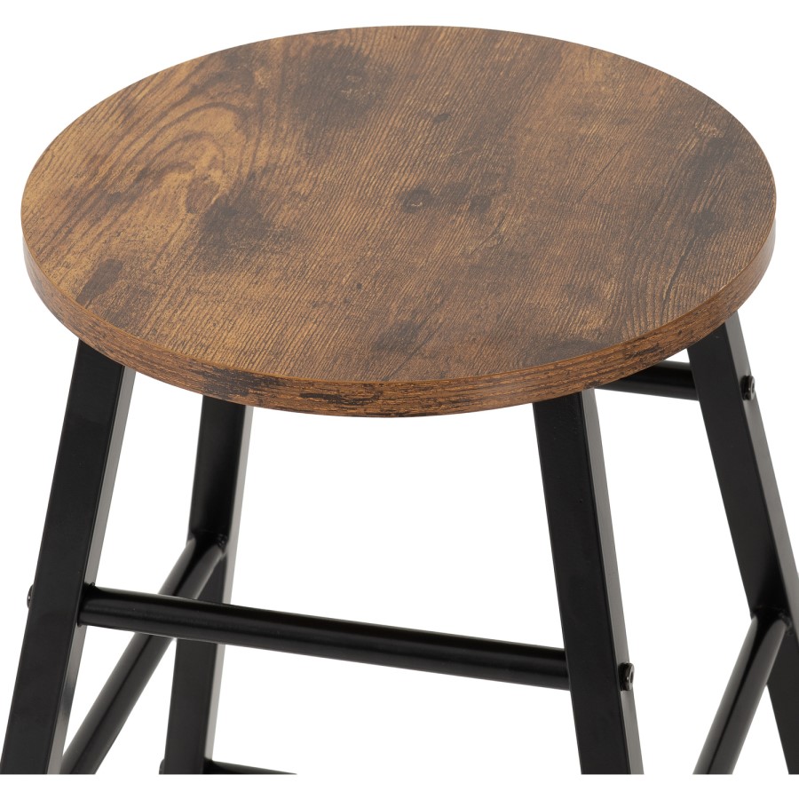 Athens Pair of Bar Stools in Acacia Wood Effect - Seconique