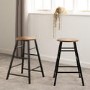 Athens Pair of Bar Stools in Acacia Wood Effect - Seconique